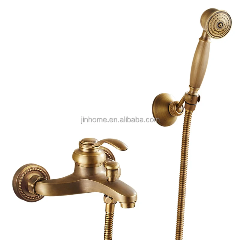 Luxury Brass Antique Shower Mixer Set Hot And Cold Bathroom Shower ...