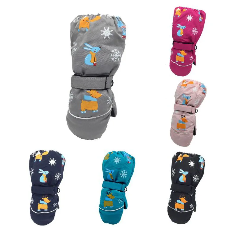 4-7 Year Old Water Resistant Warm Kids Winter Skiing Mitten Gloves