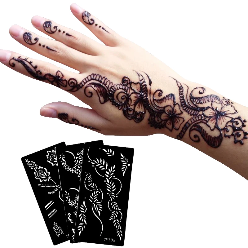 Xmasir Red Henna Tattoo Stickers Lace Mehndi Temporary Tattoos set for  Women, Metallic Colorful Tattooing(Pack of 20) : Amazon.in: Beauty
