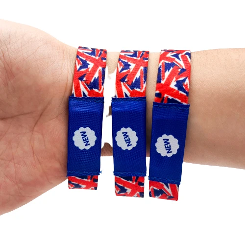 product elastic eco friendly fabric woven bracelet wristband with custom logo polyester material for festival promotional use-4