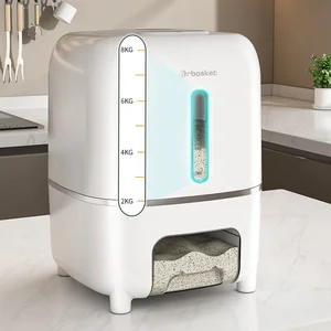 Modern Plastic Household Rice Container Insect-Proof Moisture-Proof Storage Jar Food-Grade Kitchen Bin for Rice Flour Grain