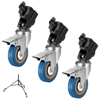NEEWER Professional Swivel Caster Wheel Set 3 Pack, 360 Rotation Rubber Wheel with Durable Iron Construction Foot Brake Lock