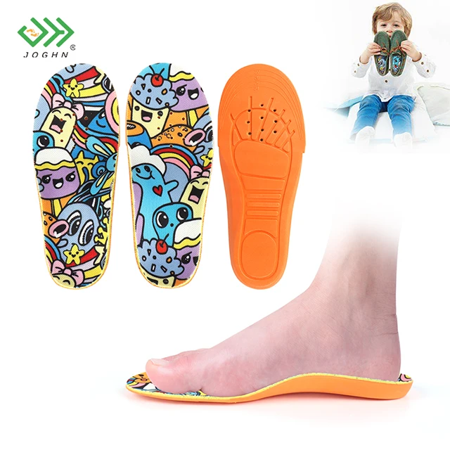 Semelles orthopédiques EVA pour enfants avec imprimés cartoons, chaussures pour enfants avec soutien de la voûte plantaire, pads orthopédiques correcteurs pour soins des pieds