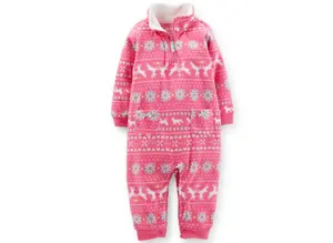 China Wholesale Winter Christmas Polar Fleece Warm Romper For Baby Girls
