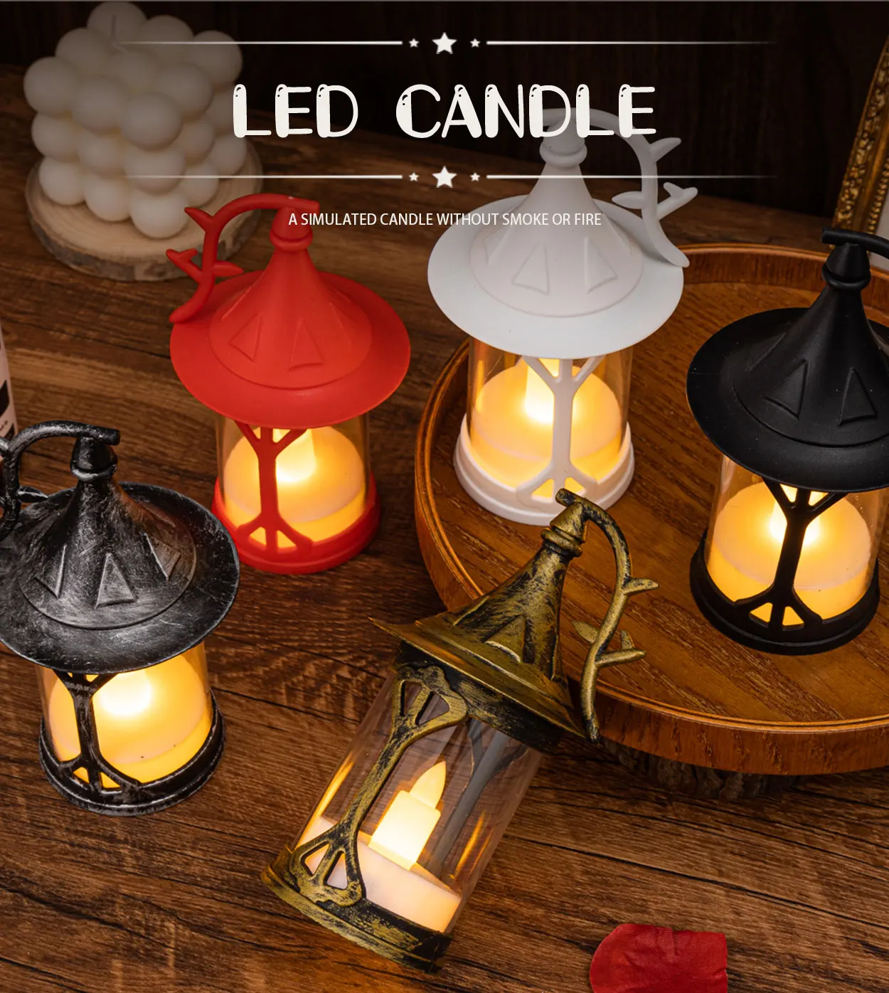 product magic hat wind lamp candle flameless led candle halloween christmas holiday decoration home decoration retro wind lamp-29