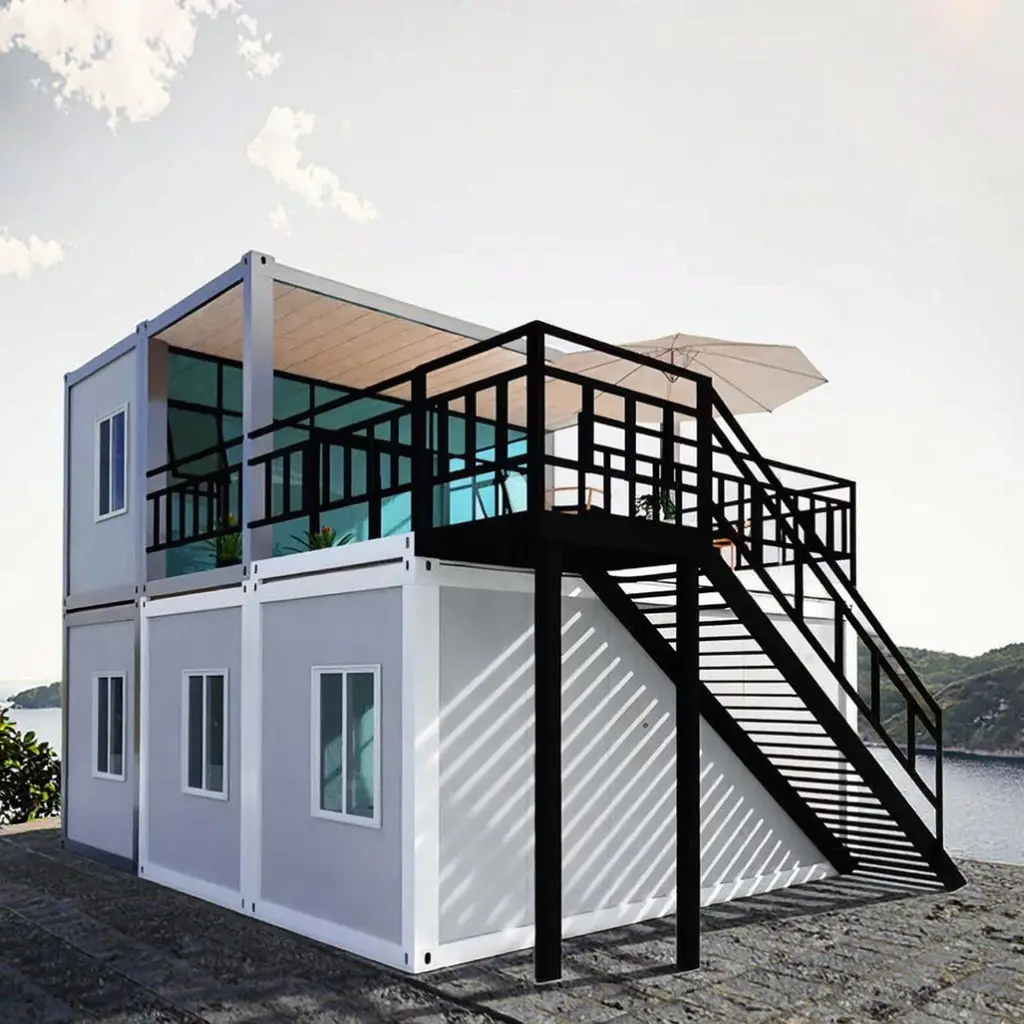 Კომპაქტური ლუქსური მზადყოფილი პორტატიული მონტაჟის შესაძლებლობით გემის კონტეინერისგან დამზადებული მზადყოფილი სახლი ბუტიკ სასტუმროებისთვის