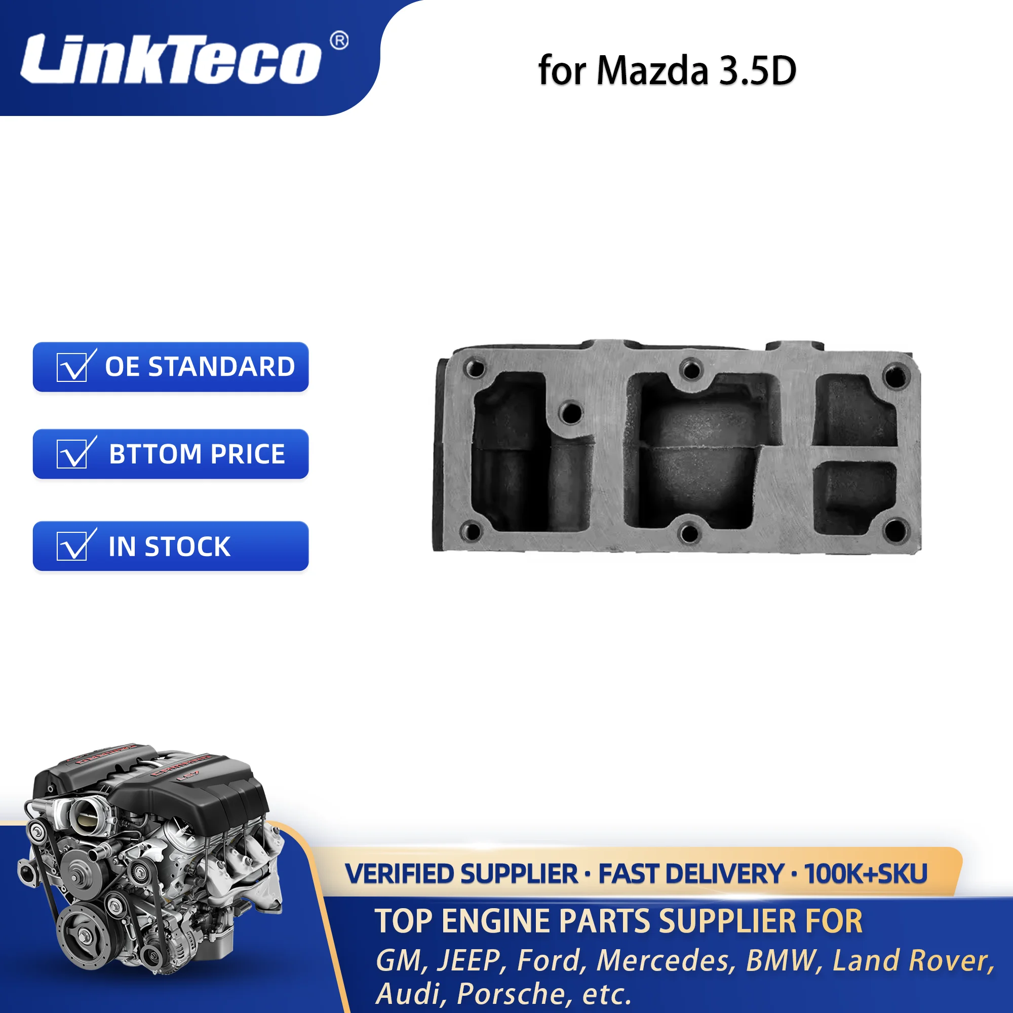 Linkteco Engine Cylinder Head Assembly for Mazda Titan 2Ton Truck T3500 3455cc SL 3.5D 8v 1990- OSL0110100E OSL01-10-100E