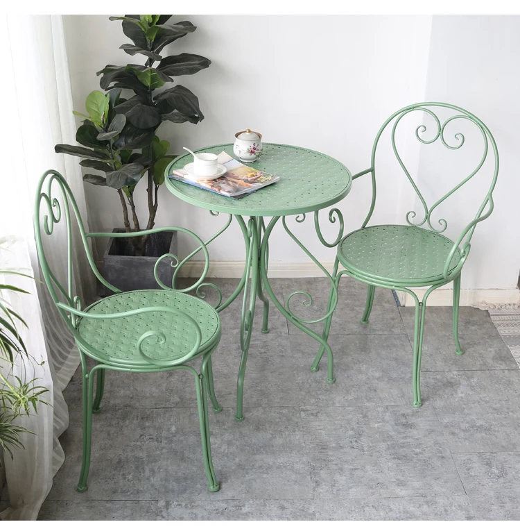 Outdoor Wrought Iron Table Chairs Leisure Garden Balcony Small Coffee Table  Indoor Sofa Round Table Chairs