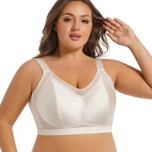 Summer Satin Sexy Oversized Bra Breathable Knitted Everyday Push-up Beautiful Back Big Chest Small Gathering Cup