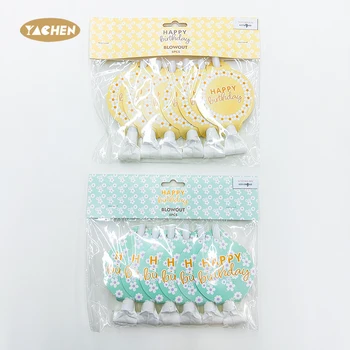 Yachen Daisy Birthday Party Decorations 6Pcs/pack Pastel Blue Yellow Party Blower Blowouts for Baby Shower Party Supplies