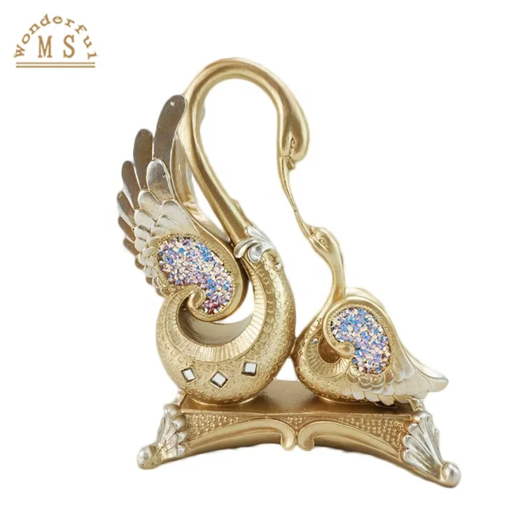 Resin Swan Mother and Child Swan Statue Model Resin Crafts Antique Family Creative Collection Commemorative Gift Decoration
