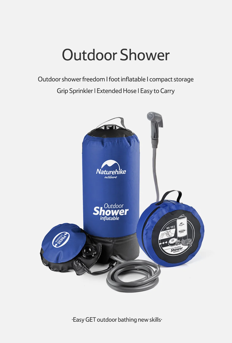 Naturehike Camping Shower Footpress Multifunction Outdoor Portable