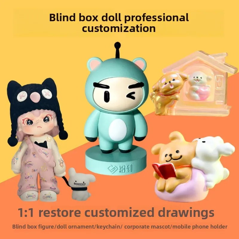 Customized PVC Blind Box Doll Hand-Made Resin Crafts Ornaments with Animal Theme Soft Plastic Cartoon Doll Corporate IP Image