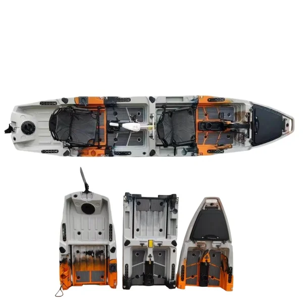 LSF Two Person  Double Plastic Modular  Pedal  Kayak Fishing Kayak Boat  New 3 Piece Section  Modular with Motor Accessories