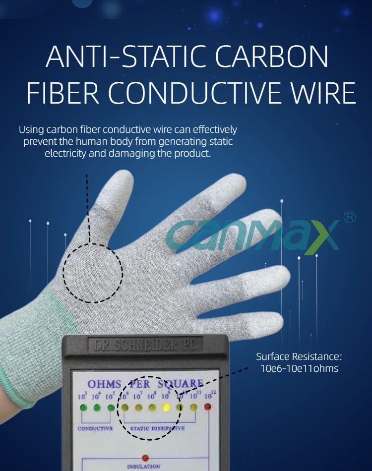 Knit Anti Static Pu Fingertip Coated Insulated Cut Resistant Gloves