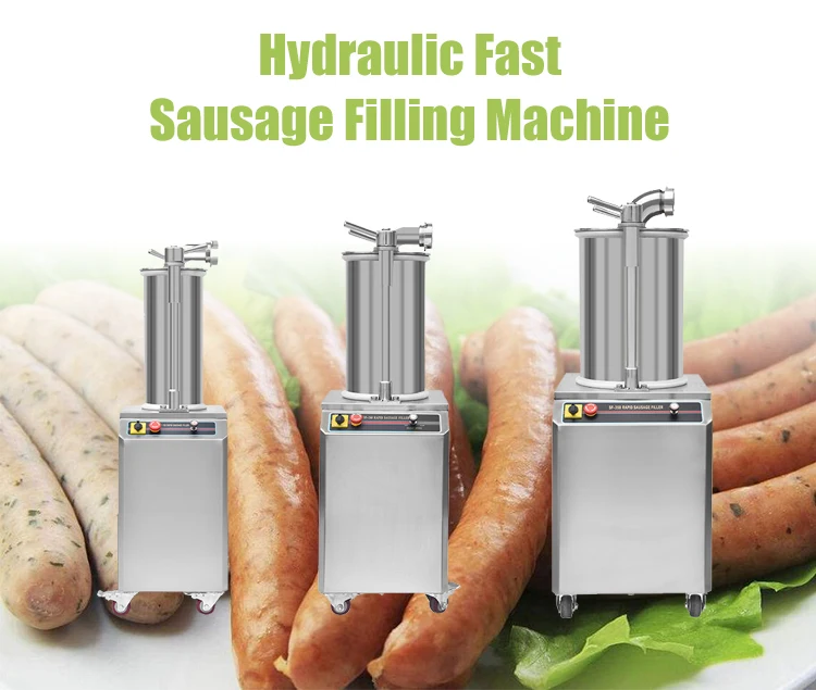 Commercial Hydraulic Sausage Filler Salami Stuffing Machine Fast