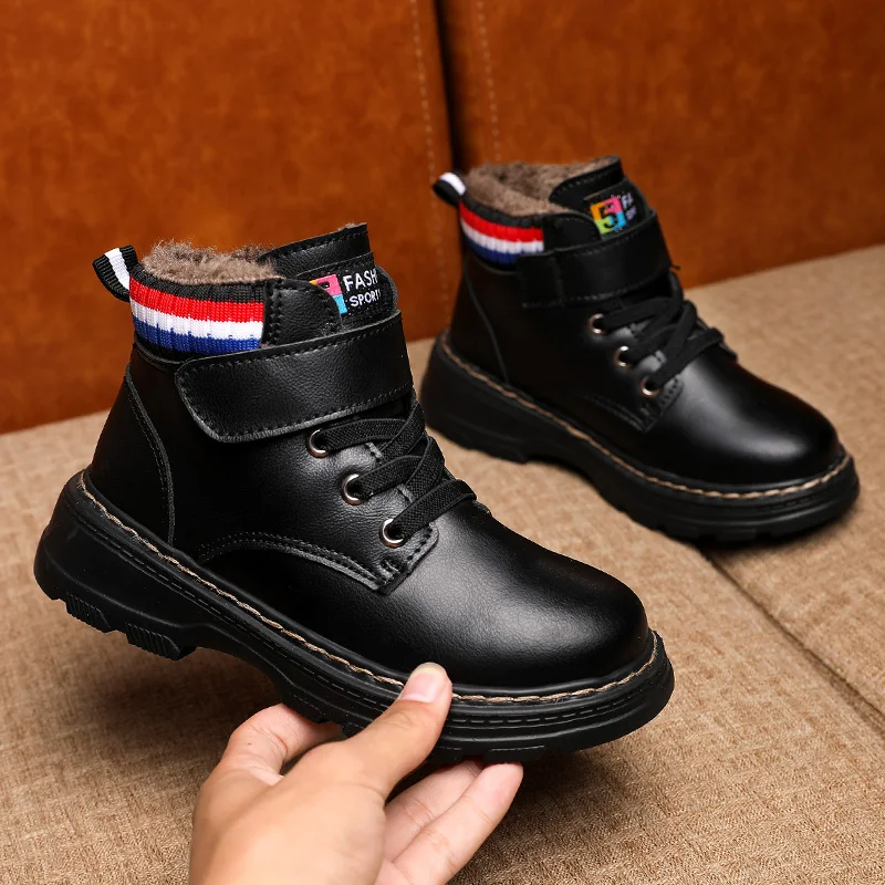 Новинка 2021, модная детская Водонепроницаемая зимняя обувь из искусственной кожи для девочек