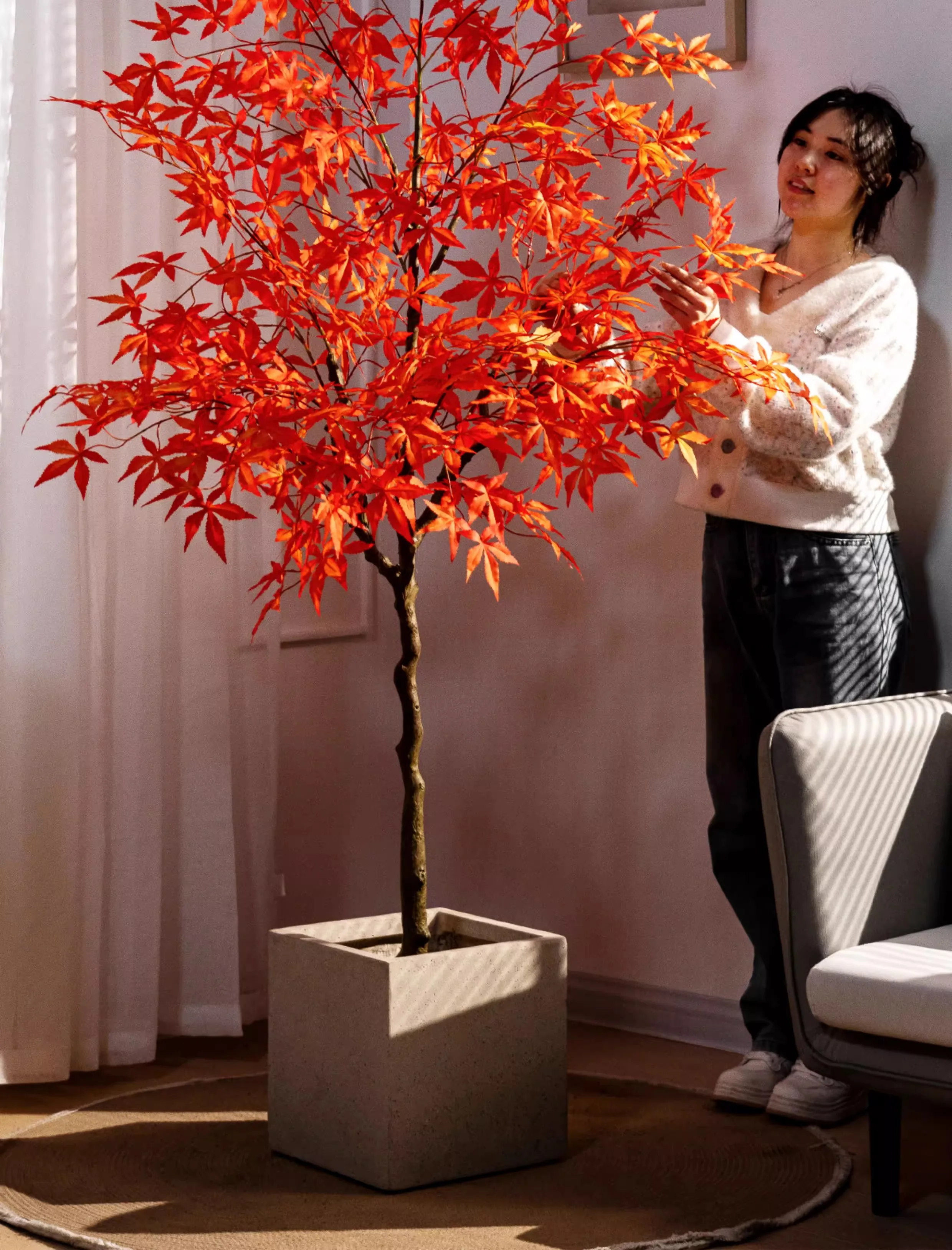 Large Artificial Plants for Indoor Artificial Trees for Outdoor Simulation Plants With Pot Red Faked Tree Bonsai Decoration supplier