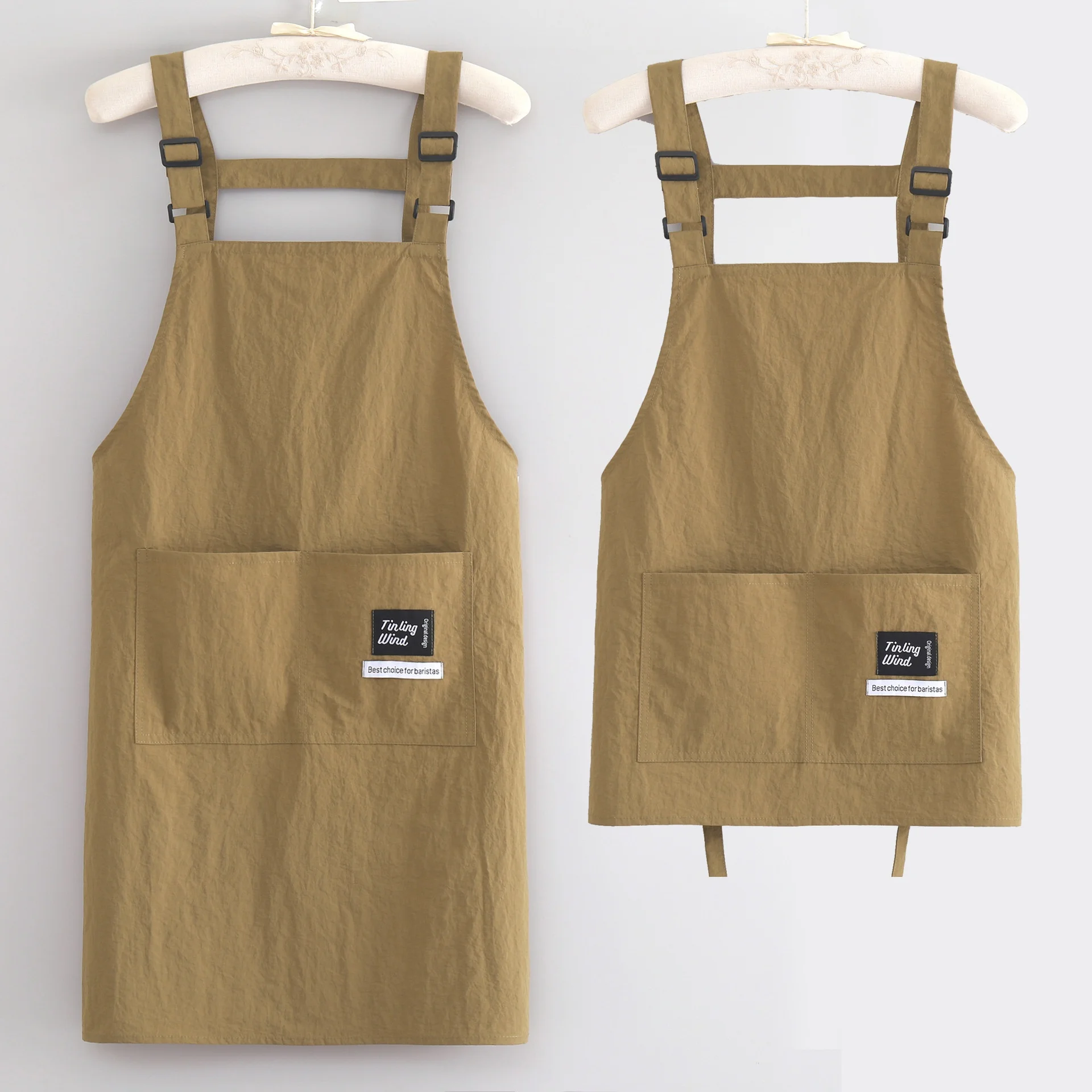 Solid Color Adjustable Sleeveless Suspender Apron Kitchen Water-Resistant Oil-Proof Anti-Fouling Simple Fashion Workwear preview 3