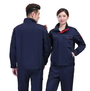 High Quality Reflective Cotton-Polyester Jacket and Pants Set Work Uniforms for Mechanical Workshop