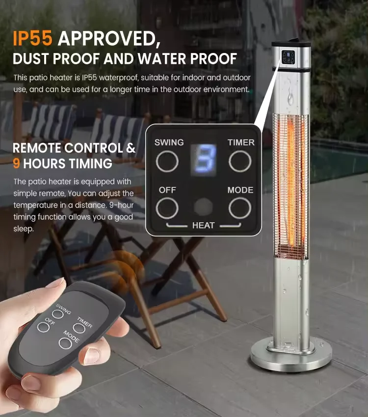 Remote Controlled Standing Infared Bathroom Heizstrahl Terass Freestanding Patio Heater