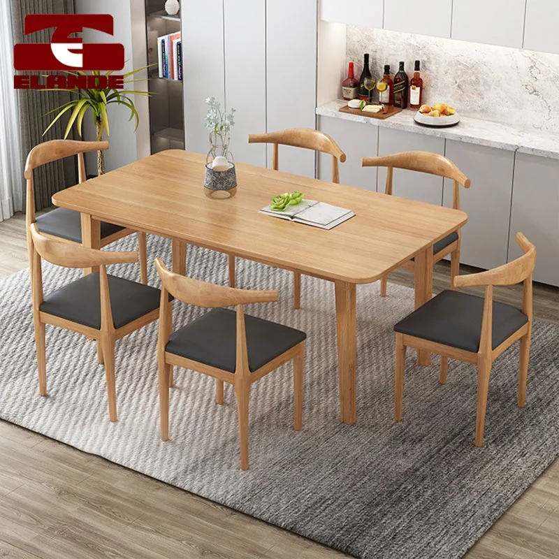 Multifunctional Solid Wood Dining Table and Chair Simple Household Dining Table and Chair Combination for 4 People and 6 People