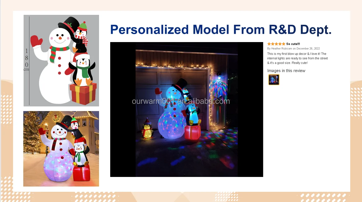 Ourwarm Santa Custom Inflatable Christmas Cartoon Yard Decoration