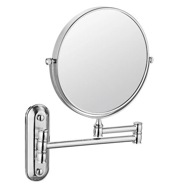 Hot Selling Silver Makeup Mirror Bathroom Round Wall Mounted Cosmetic Mirror Retractable Bath Mirrors