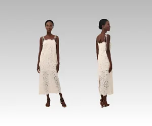 2026S Luxury French Heavy Laser Embroidery Suspender Dress Floral Patterned Ivory White Top Trend Maxi Casual-Formal for Summer
