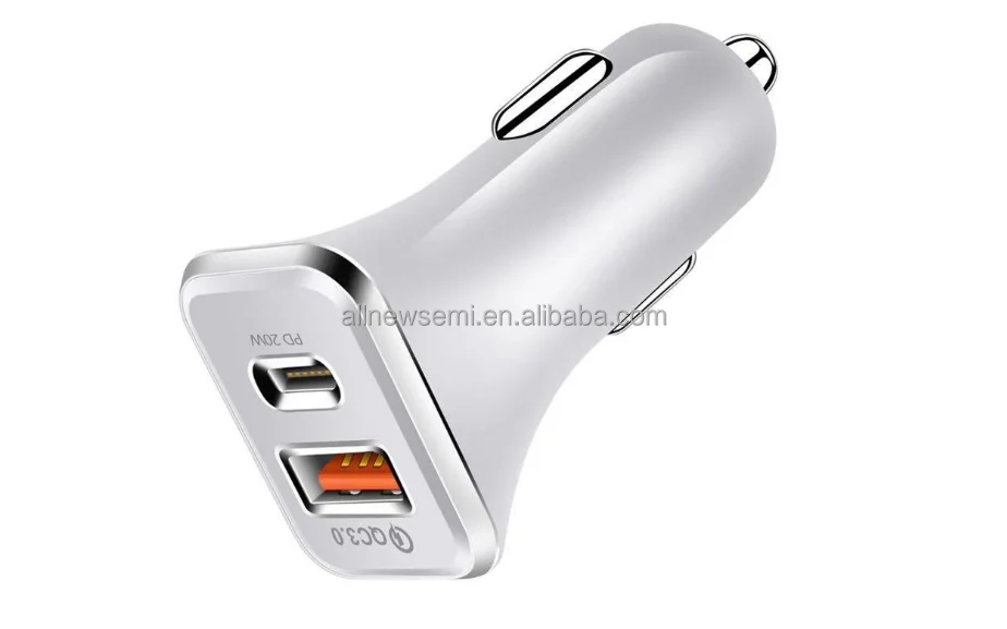 Pd20w car charger QC 3.0 car charger 38W double channel double port fast charging PD + qc3.0 fast charging car charger