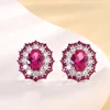 Red corundum3#Ear studs
