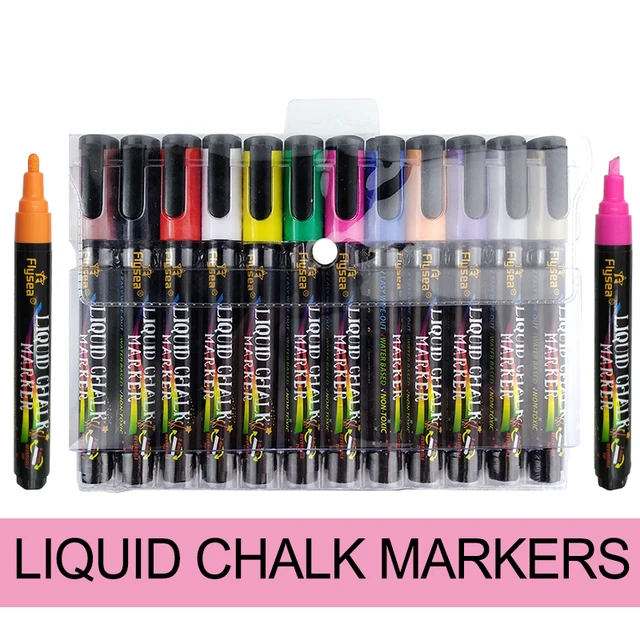 Advanced Pack 12Color Liquid Chalk Markers Erasable Chalkboard