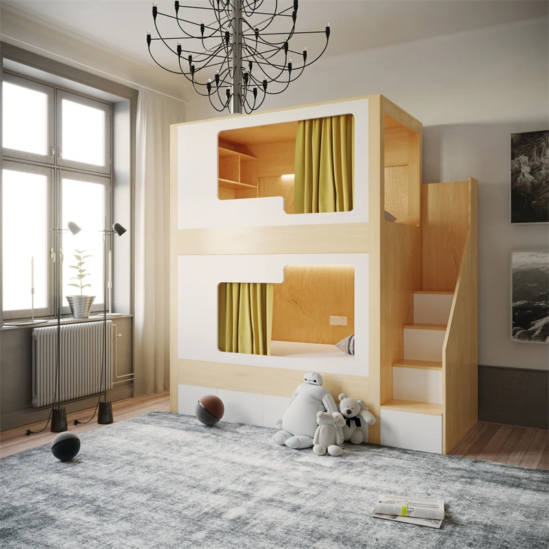 Free 3D Design Service Oem Odm Custom Metal Frame Capsule School Bunk Dormitory Bed with Stair for Hotel School Bedroom