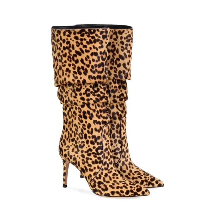 leopard mid calf boots