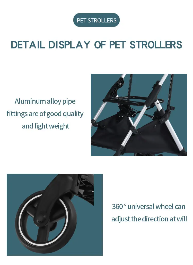 301 China Factory Luxury Aviation Aluminum Floding Pet Stroller With