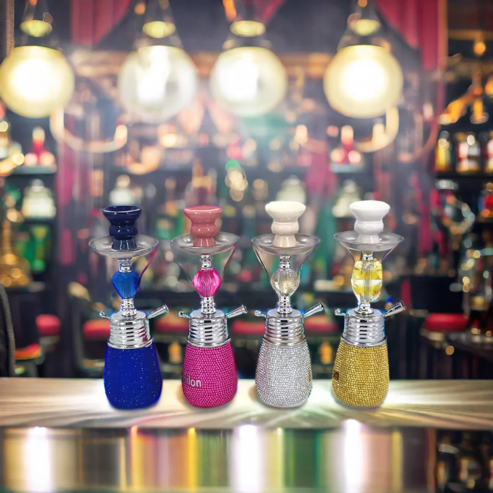 Customizable Logo Mixed Color Small Size Diamond Hookah Set Stainless Steel Huka Sheesha with Crystal New Shisha