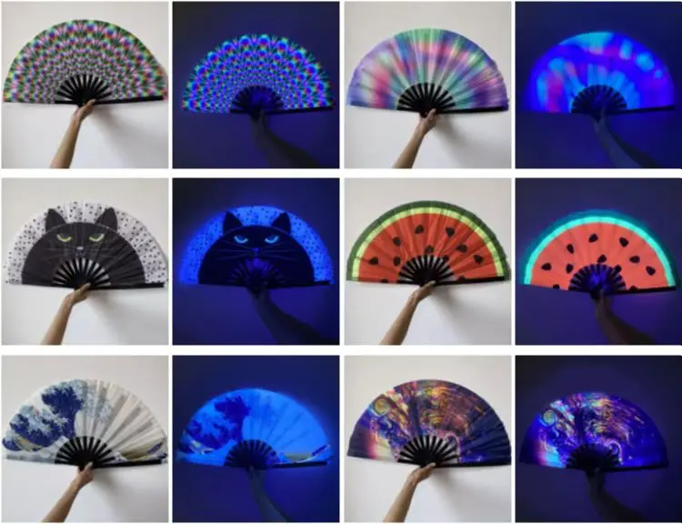 33cm Single Side Fabric Custom Printed Kung Fu Fan Folding Large Chinese Hand Fan