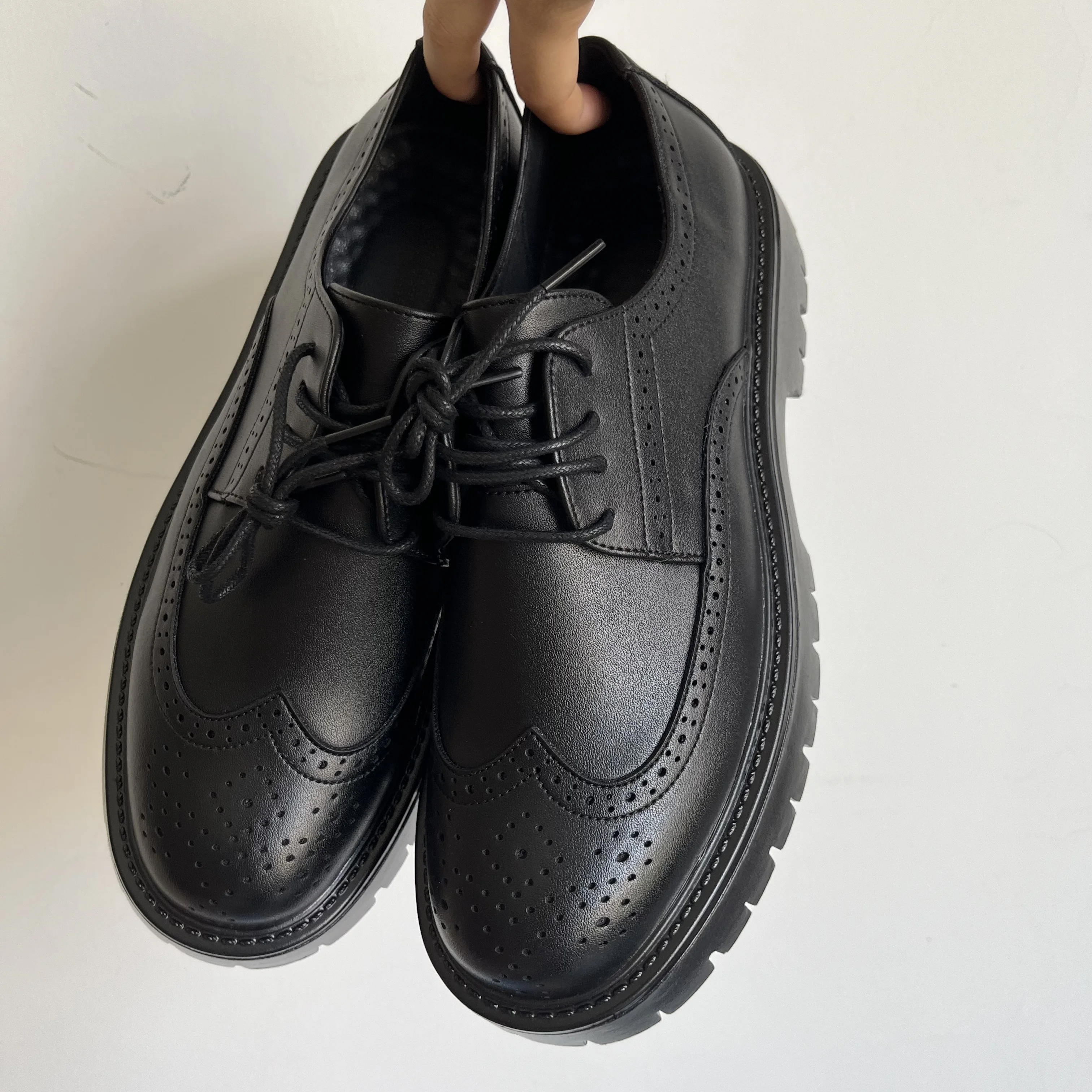 blue dress for baby girl Beau Today Women's Chunky Oxfords Platform Leather Lace Up Oxfords Comfort Lug Sole Business Dress Office Shoes, Black / US 6.5 main image 1