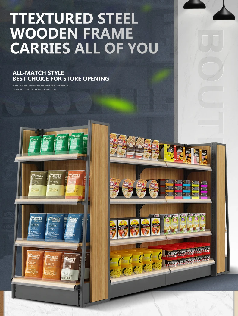 Adjustable Disassembled Convenience Store Supermarket Gondola Shelving ...