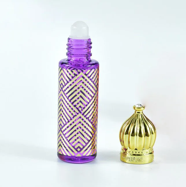 product arabia dubai wholesale 6ml cylindrical car glass perfume bottle car ornament round gold attar oud oil essential oil bottle-30