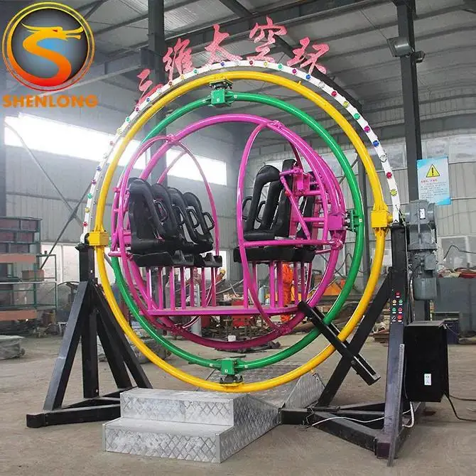 Portable Park Attraction Motorized Rotary 3d Human Gyroscope Trailer