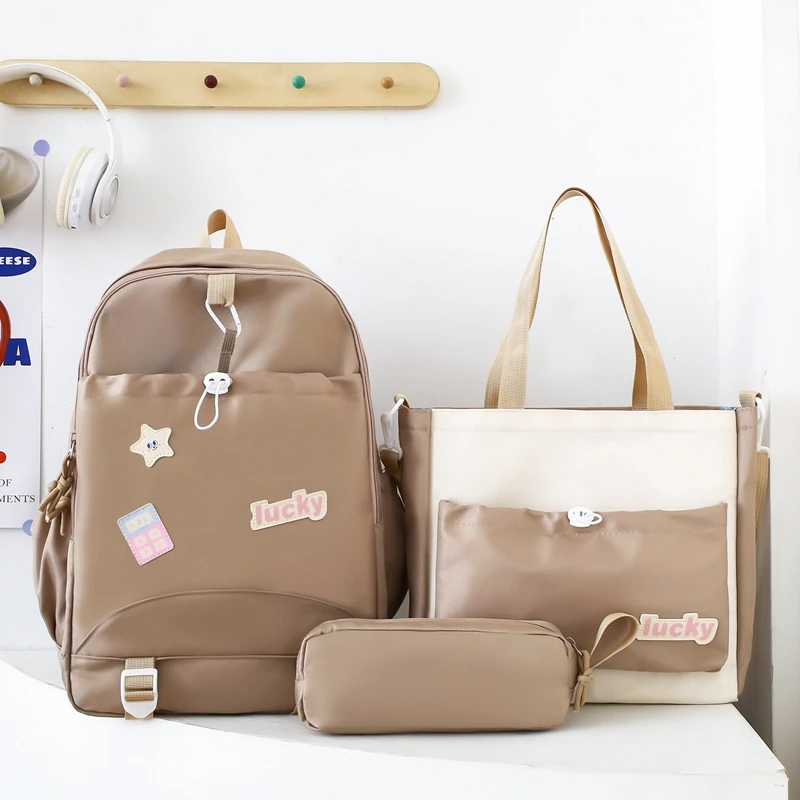 New Simple Trend All Kinds of Schoolbag Large-capacity Three-piece Backpack Scratch-resistant and Wear-resistant Bag 3815