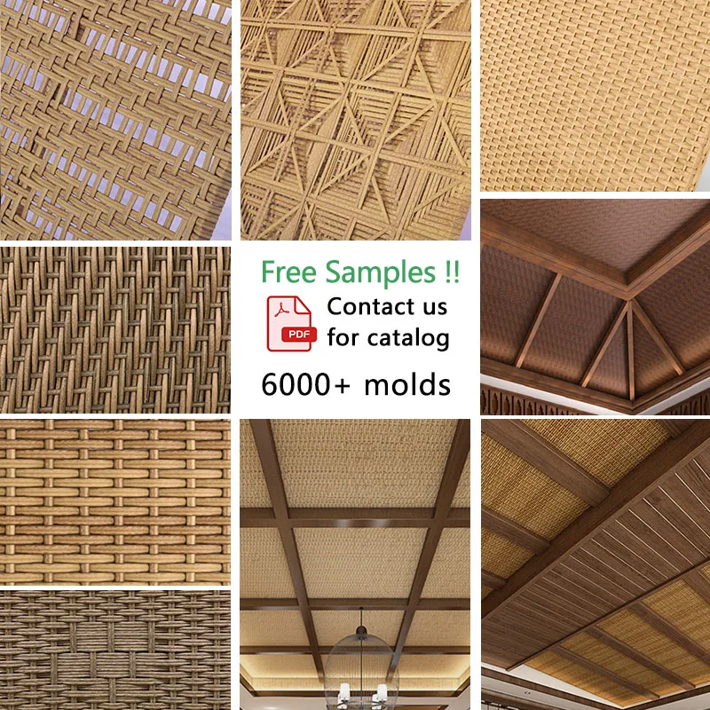 LTR  Weave Artificial Synthetic Rattan Panel Weaving Rattan Sheet for Installation on Ceiling Decoration with Aluminum Frame