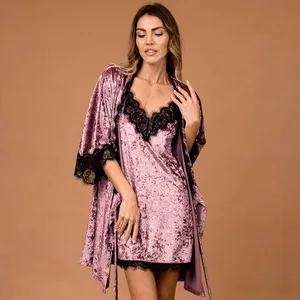 Hot Sales Women  Winter Velvet Pajamas Sexy Women Nighty Sleepwear Robe Pajamas
