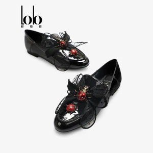 Women's Casual Toe Dress Shoes Floral All Seasons Genuine Leather Size 35-43 Slip-On Closure Lightweight Durable Flats