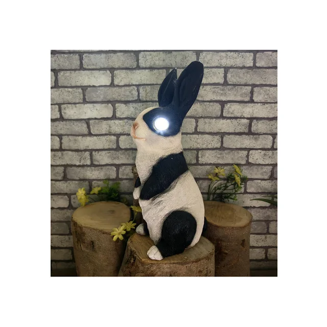 Statue Garden Ornament LED Illuminated Garden Rabbit Statue Resin Solar Statue Lights wholesale solar garden lights