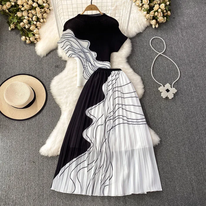 [ NERDY ]★韓国人気★COLOR BLOCK SKIRT SET NERDY ]☆韓国人気☆COLOR BLOCK SKIRT SET