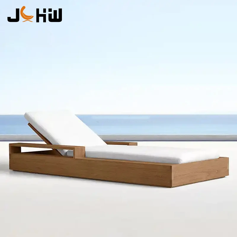Luxury Outdoor Sun Lounger Teak Sunbed Swimming Pool Beach Club