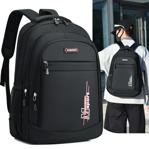 Black Outdoor Student Backpack Multi-layer Leisure Travel Splash Proof Business Computer Bag Large air Cushion Shoulder Strap