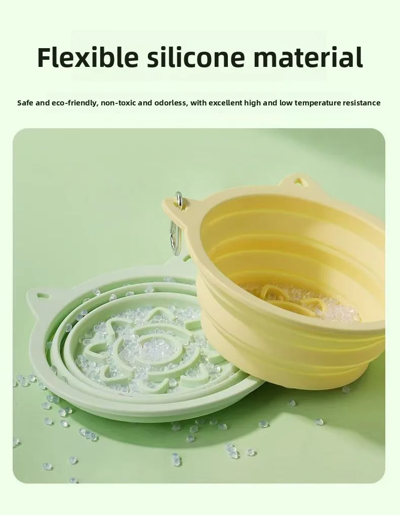 Multi-Capacity Silicone Slow Food Bowl for Dogs New Foldable Suction Cup with Multifunctional Folding Feature details